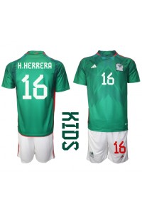 Meksiko Hector Herrera #16 Jalkapallovaatteet Lasten Kotipeliasu MM-kisat 2022 Lyhythihainen (+ Lyhyet housut)